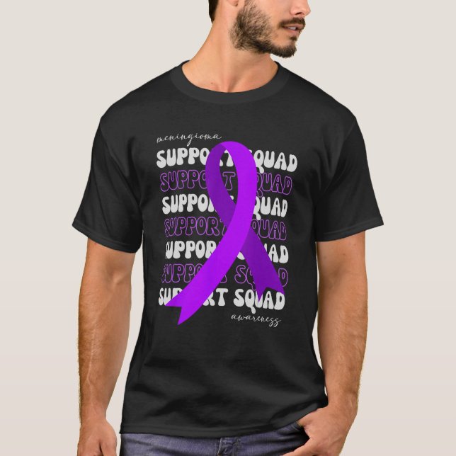 Support Squad Meningioma Awareness Purple Gray Rib T-Shirt (Front)