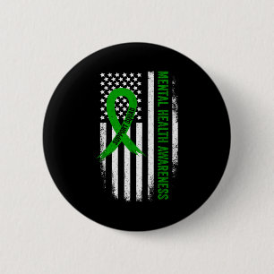 Support squad mental health awareness green ribbon button