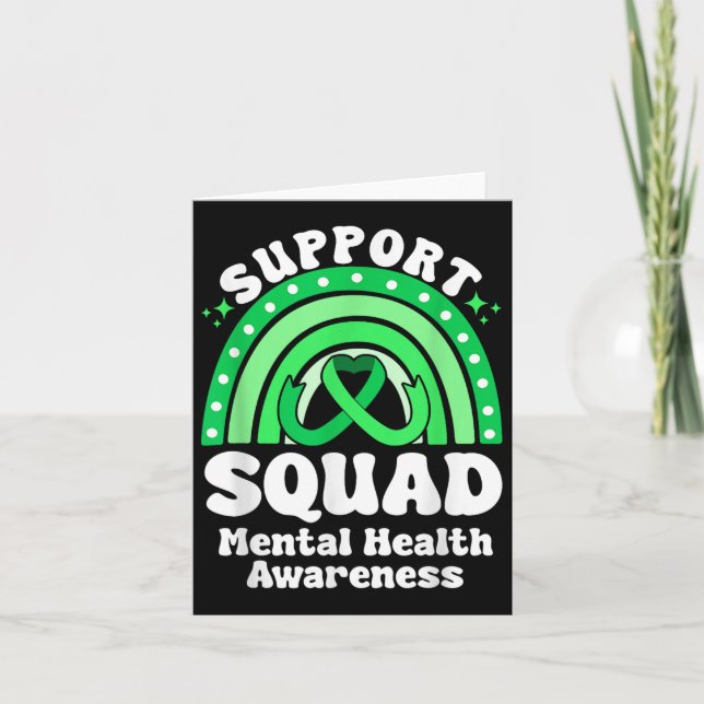 Support Squad Mental Health Awareness Green Ribbon Card (Front)