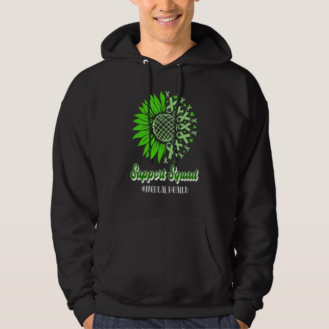Support Squad Mental Health Awareness Green Ribbon Hoodie (Front)