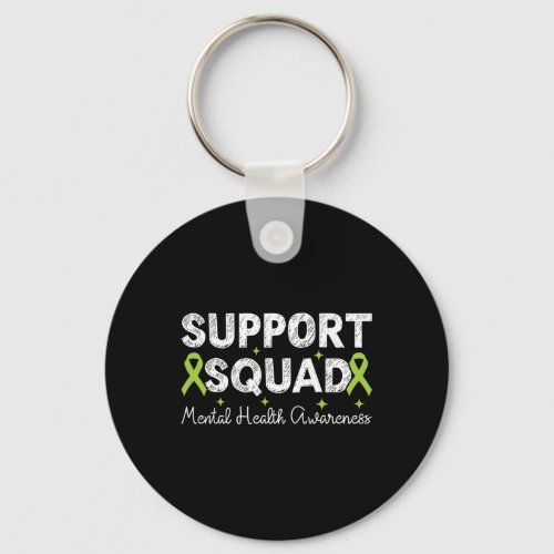 Support Squad Mental Health Awareness Green Ribbon Keychain