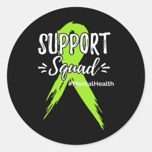 Support Squad Mental Health Awareness Lime Green R Classic Round Sticker