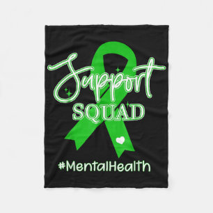 Support Squad Mental Health Awareness Lime Green R Fleece Blanket