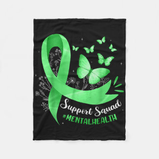 Support Squad Mental Health Awareness Lime Green R Fleece Blanket