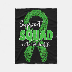Support Squad Mental Health Awareness Lime Green R Fleece Blanket