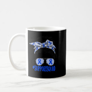 Support Squad Messy Bun Blue Diabetes Awareness T1 Coffee Mug