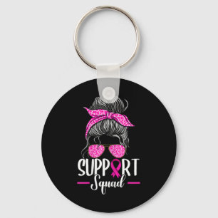 Support Squad Messy Bun Breast Cancer Awareness Keychain