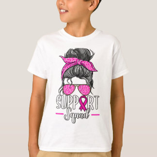 Support Squad Messy Bun Breast Cancer Awareness T-Shirt