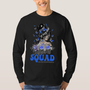 Support Squad Messy Bun Butterfly Diabetes Awarene T-Shirt