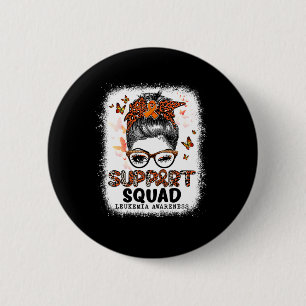 Support Squad Messy Bun Butterfly Orange Ribbon Le Button