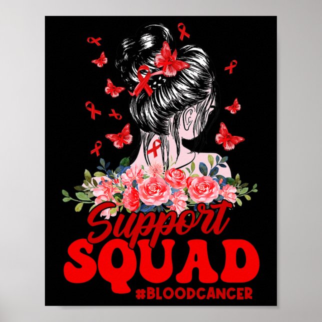 Support Squad Messy Bun Butterfly Red Ribbon Blood Poster (Front)