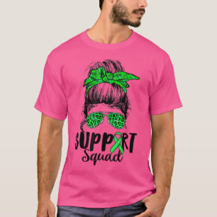 Support Squad Messy Bun Green Mental Health Awaren T-Shirt