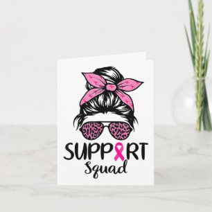 Support Squad Messy Bun Leopard Pink Breast Cancer Card