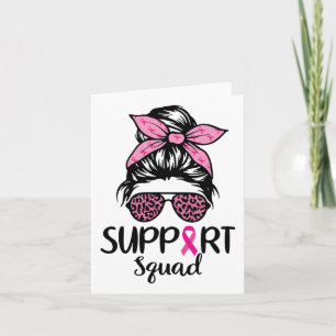 Support Squad Messy Bun Leopard Pink Breast Cancer Card