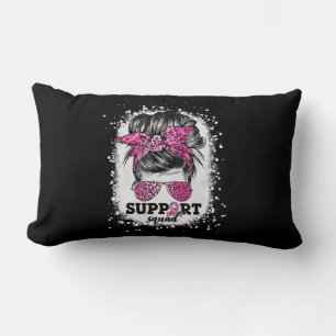 Support Squad Messy Bun Pink Ribbon Breast Cancer  Lumbar Pillow