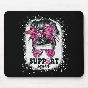Support Squad Messy Bun Pink Ribbon Breast Cancer  Mouse Pad