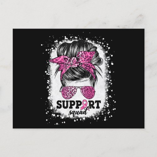 Support Squad Messy Bun Pink Ribbon Breast Cancer  Postcard