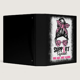 Support Squad Messy Bun Pink Warrior Breast Cancer 3 Ring Binder