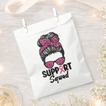 Support Squad Messy Bun Pink Warrior Breast Cancer Favor Bag
