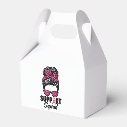 Support Squad Messy Bun Pink Warrior Breast Cancer Favor Boxes