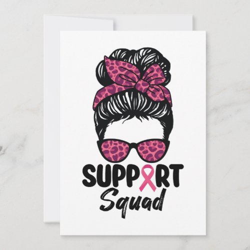 Support Squad Messy Bun Pink Warrior Breast Cancer Invitation