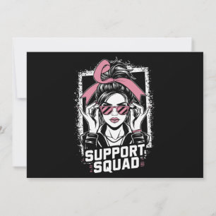 Support Squad Messy Bun Pink Warrior Breast Cancer Invitation