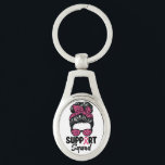 Support Squad Messy Bun Pink Warrior Breast Cancer Keychain<br><div class="desc">Support Squad Messy Bun Pink Warrior Breast Cancer</div>