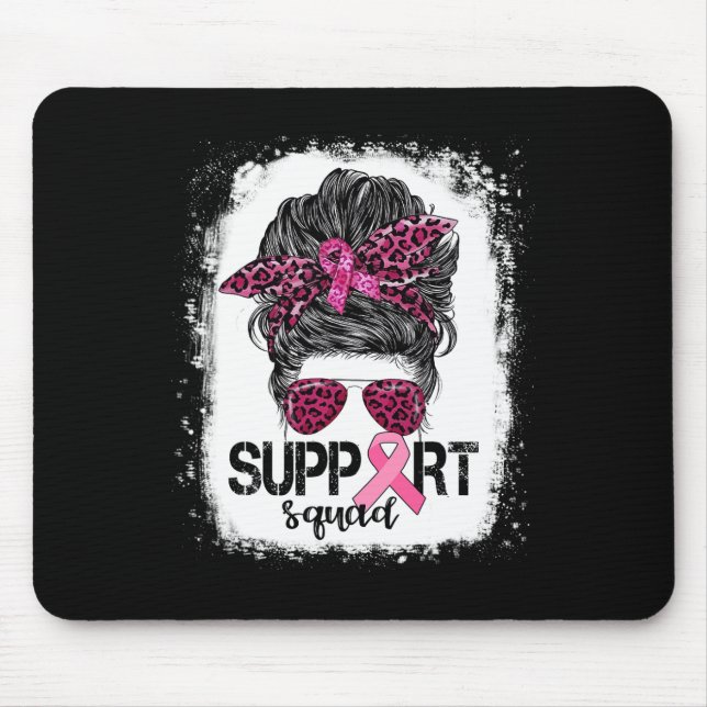 Support Squad Messy Bun Pink Warrior Breast Cancer Mouse Pad (Front)