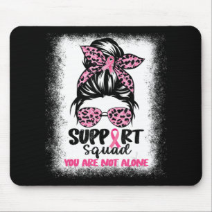 Support Squad Messy Bun Pink Warrior Breast Cancer Mouse Pad
