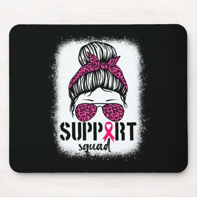 Support Squad Messy Bun Pink Warrior Breast Cancer Mouse Pad (Front)