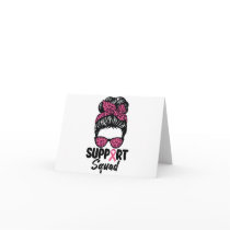 Support Squad Messy Bun Pink Warrior Breast Cancer Note Card