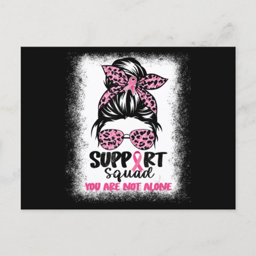 Support Squad Messy Bun Pink Warrior Breast Cancer Postcard