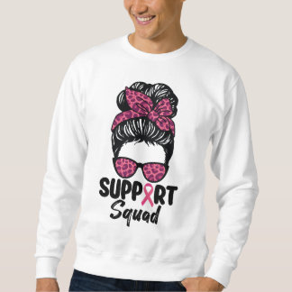 Support Squad Messy Bun Pink Warrior Breast Cancer Sweatshirt