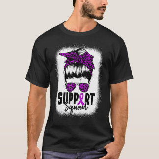 Support Squad Messy Bun Purple Warrior Alzheimers  T-Shirt