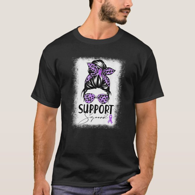 Support Squad Messy Bun Purple Warrior Epilepsy Aw T-Shirt (Front)