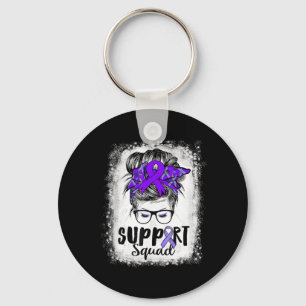Support Squad Messy Bun Purple Warriorr Epilepsy A Keychain