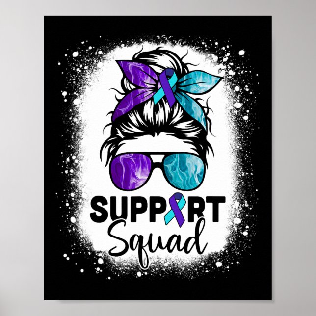 Support Squad Messy Bun Suicide Prevention Awarene Poster (Front)