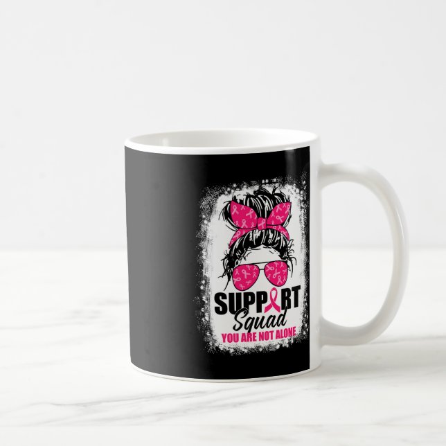 Support Squad Messy Bun Warrior Breast Cancer Awar Coffee Mug (Right)