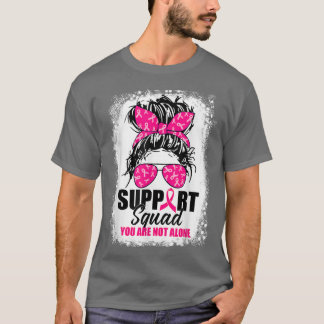 Support Squad Messy Bun Warrior Breast Cancer Awar T-Shirt