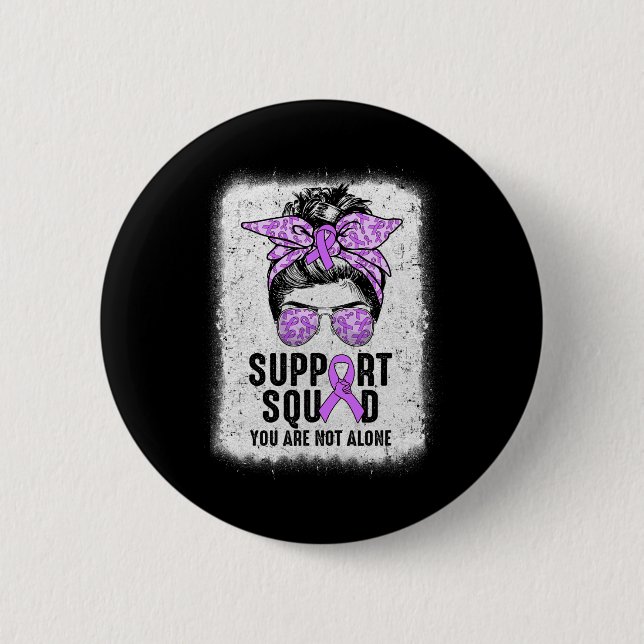 Support Squad Messy Bun Warrior Purple Epilepsy Aw Button (Front)