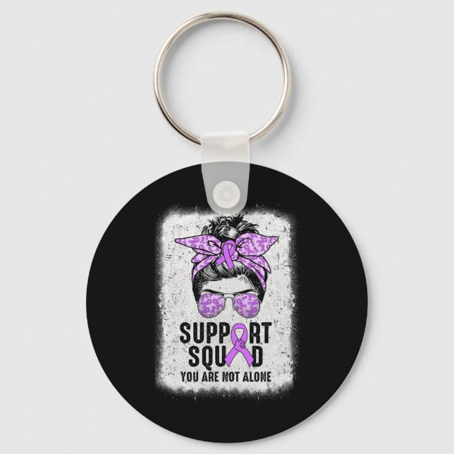 Support Squad Messy Bun Warrior Purple Epilepsy Aw Keychain (Front)