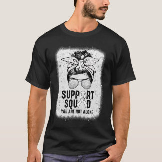 Support Squad Messy Bun Warrior White Lung Cancer  T-Shirt
