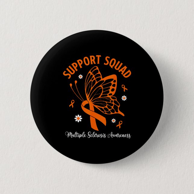 Support squad multiple sclerosis awareness orange button (Front)