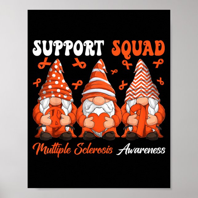 Support Squad Multiple Sclerosis Gnomes With Orang Poster (Front)