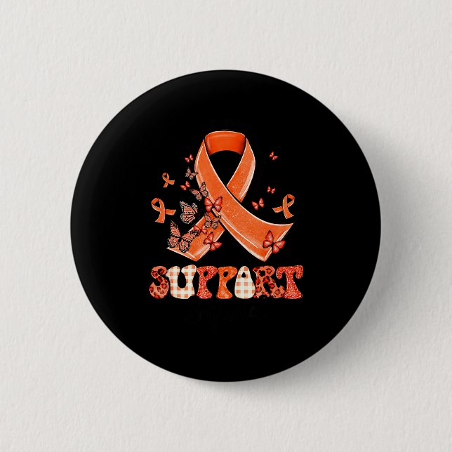 Support Squad Orange Ribbon Butterfly Multiple Scl Button (Front)