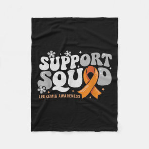 Support Squad Orange Ribbon Leukemia Awareness War Fleece Blanket