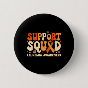 Support Squad Orange Ribbon Leukemia Blood Cancer Button