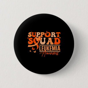 Support Squad Orange Ribbon Leukemia Blood Cancer Button