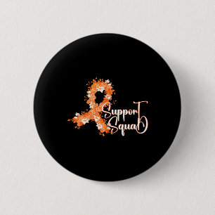 Support Squad Orange Ribbon Leukemia Blood Cancer Button