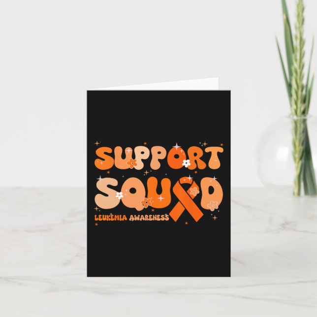 Support Squad Orange Ribbon Leukemia Blood Cancer  Card (Front)